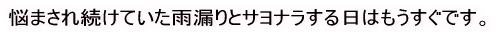 悩まされ続けていた雨漏りとサヨナラする日はもうすぐです。